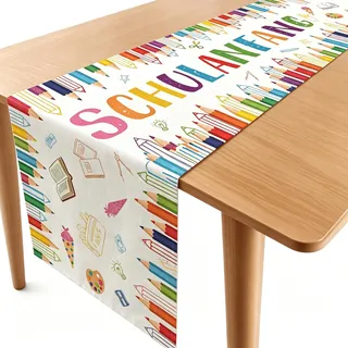 Aitsite Tischdeko Einschulung,Schwarz Schulanfang Deko Tischläufer Tischband für Schulkind Schulanfang Schuleinführung Schulstart Party Dekoration 180 x 40cm (Weiß A)