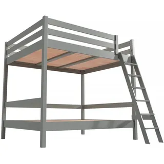 Etagenbett 2-Sitzer 140x200 für Erwachsene Treppe Holz Sylvia - Grau