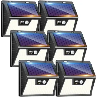 kolpop Solarlampen für Außen mit Bewegungsmelder, 6 Stück 3 Modi 180°Solarleuchten Aussenleuchte, IP65 Wasserdichte 140 LED Superhelle Solarleuchten für Außen Aussen Garage Wand Hof
