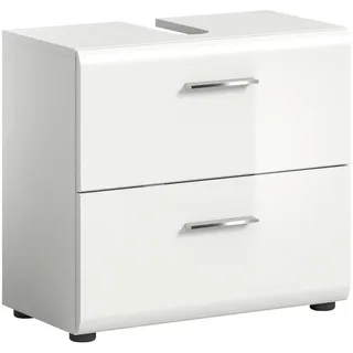 xonox.home Waschbeckenunterschrank 2 Schubladen 60 x 54 x 30 cm Weiß Hochglanz