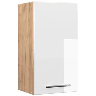 Vicco Hängeschrank Fame-Line Weiß Hochglanz 40 cm , Weiß Hochglanz, Honigeiche , Holzwerkstoff , 3 Fächer , Rechteckig , 40x72x34.1 cm , Küchen, Küchenmöbel, Küchenschränke, Küchenoberschränke