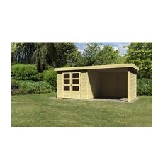 KARIBU Gartenhaus »ASKOLA 3,4«, Holz, BxHxT: 500 x 211 x 246 cm (Außenmaße inkl. Dachüberstand) - beige