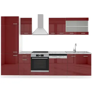 Vicco Küchenzeile R-Line 300 cm Rot Hochglanz/Weiß