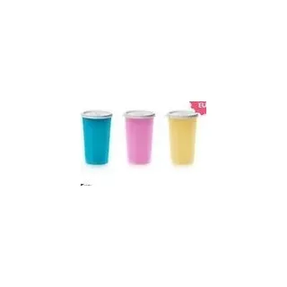 Tupperware Trinkbecher Joghurt Becher 3 x 330 ml bunt mit Deckel dicht