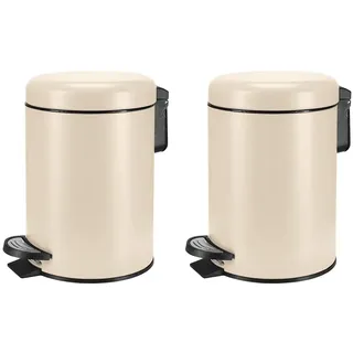 Kleine Wolke Kosmetikeimer One, Farbe: Natur, Material: Edelstahl/PP, Größe: Eimer 3 Liter 16,8 cm x 25 cm (Packung mit 2)