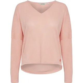 Strickpullover OXMO "Strick-V-Pullover OXKatla", Damen, Gr. XXL, weiß (coral cloud), Obermaterial: 58% Viskose LENZING ECOVERO CV LenzEcov. 42% Polyester PES., Pullover Strickpullover