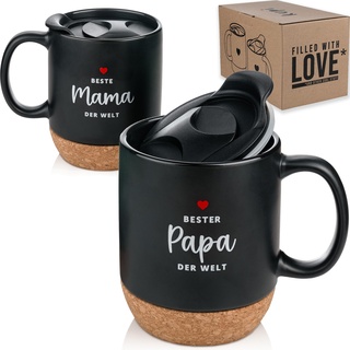 kupi Mama und Papa Geschenke | Tassen aus Keramik 350ml | Weihnachtsgeschenke für Eltern Geschenk | Geschenkset zu Weihnachten Kaffeetassen Teetassen