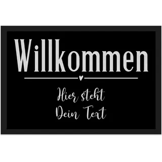 Print Royal Personalisierte Fußmatte Zwei Zeilen Wunschtext - Willkommen Herz - Geschenke zum Einzug | rutschfest, 60x40cm mit Gummirand