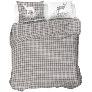 PENSIERI DELICATI Bettwäsche-Set für Doppelbett, 100% Baumwolle, Flanell, 250 x 200 cm, Tasche und Kissenbezug 52 x 82 cm, hergestellt in Italien, maschinenwaschbar bei 40 °C, Motiv: Hirsch