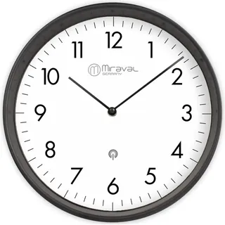 Miraval Design Funk-Wanduhr mit Kunststoffgehäuse 250 mm geräuschlos - 4-MV1624-1 - Schwarz
