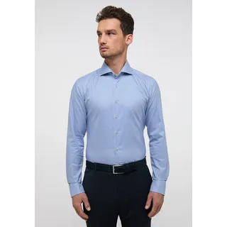 Langarmhemd ETERNA "SLIM FIT", Herren, Gr. 42, Normalgrößen, blau, Twill, 100% cotton, schmal, Manschette, Hemden Langarmhemd