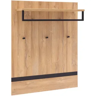 Xora Garderobenpaneel , Schwarz, Eichefarben , Metall, Holzwerkstoff , 90x113x28 cm , Hutablage, Kleiderstange , Garderobe, Garderobenpaneele, Garderobenpaneele