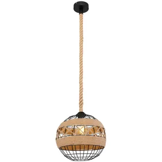 Globo Hängeleuchte , Braun, Schwarz , Metall, Naturmaterialien , Kugel , 120 cm , Lampen & Leuchten, Innenbeleuchtung, Hängeleuchten, Pendelleuchten