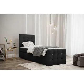 Kaiser Möbel Boxspringbett mit bettkasten matratze topper AMOR stoff Cosmic Links Schwarz 90 cm x 200 cm - Schwarz