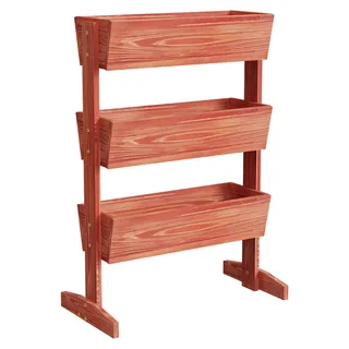 4-stöckiger vertikaler Pflanzkübel - Erhöhtes Hochbeet Regal - Holz - Leiterförmig für Kräuter und Gemüse - Bodenstehend 69x39x106 cm - Belastbar bis 80 kg - Rötlichbraun