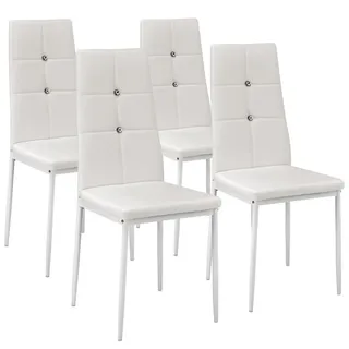 tectake Esszimmerstuhl 4er Set Julien 40 x 42 x 97 cm weiß , Weiß , Textil , 42x97x40 cm , Esszimmer, Stühle