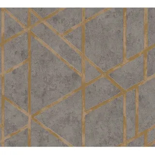 Vliestapete Metropolitan Stories Geometrisch Glanz Strukt. Grau Gold FSC®
