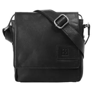 Umhängetasche BODENSCHATZ, Herren, Gr. B/H/T: 23cm x 21cm x 4cm onesize, schwarz, Leder, unifarben, Taschen Umhängetasche, echt Leder