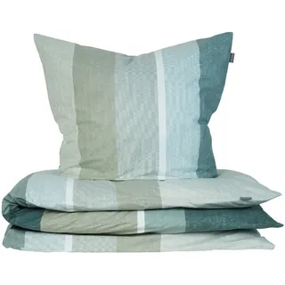 SCHIESSER Endy Stripes Gestreift Grün 155 x 220 cm + 80 x 80 cm