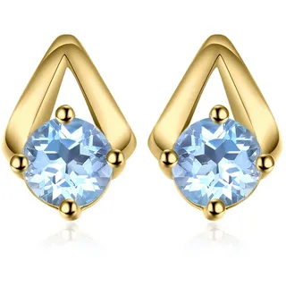 JewelryPalace Rundschliff 1.2ct Echt Blau Topas Ohrstecker Silber 925 Damen, Blautopas Schmuck Set,Ohrringe Silber Vergoldet Edelstein Mädchen, Ohrstecker Silber Klein mit Stein Frauen Modeschmuck