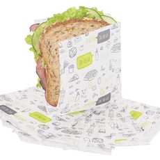 SKIR'CO (250 Stück) Papiertüten für Lebensmittelverpackungen 13 x 13 cm, fettdichte Fast Food Beutel, Lebensmittelverpackung, Burgerbeutel