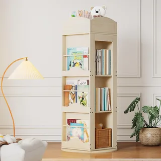 STILVORA Bücherregal mit 360-Grad-Drehfunktion Drehbares Standregal für Kinder und Erwachsene multifunktionales Bücherregal