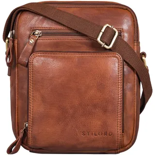 STILORD 'Darius' Umhängetasche Herren Leder - Drei Hauptfächer - Kleine Messenger Bag Ledertasche Männer Handtasche - Kompaktes Raumwunder Vintage Stil Echtleder, Farbe:brandy - cognac