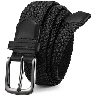 Bon4Extrao Elastischer Gürtel Herren, 35mm Stretch Gürtel Herren Stoff Stufenlos Verstellbarer, Flechtgürtel für Jeans, Chino & Business, Ideal für Alltag & Reise
