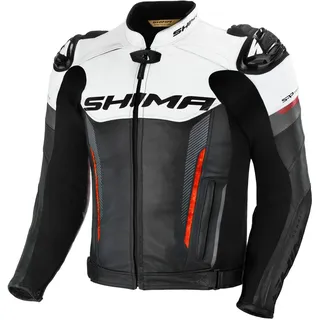 SHIMA BANDIT Motorradjacke Herren -Sport Biker Lederjacke Männer Belüftet Sommer mit Schulter Schleifers, Schulter, Ellbogen und Rückenprotektoren, Verstärkte Doppelnähte (Rot, 46)