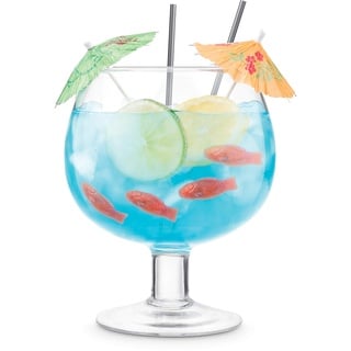 Final Touch Fishbowl Cocktail Ballon Glas XL 1,3 l | Party Margarita Daiquiri Blue Lagoon Riesen-Trinkbecher