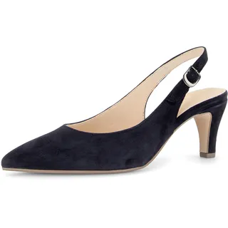 Gabor Slingpumps GABOR, Damen, Gr. 37, dunkelblau, Ziegenveloursleder, Schuhe Slingpumps, Trichterabsatz, Businessschuh, Abendschuh in spitzer Form, G-Weite