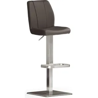 Bistrostuhl MCA FURNITURE "BARBECOOL Barhocker Bistrostuhl Tresenhocker", braun (braun, edelstahl gebürstet), B:41cm H:89cm T:52cm, Leder, Stühle, Bistrostuhl, mit Rückenlehne,Bodenplatte eckig, 180 drehbar, Sitzhöhe von 56-81 cm
