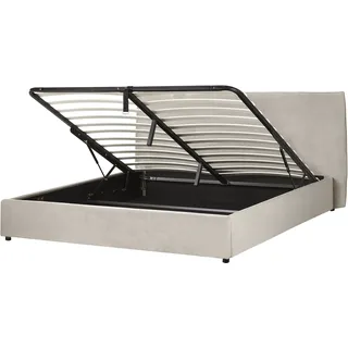 Beliani Polsterbett Taupe Samtstoff 180 x 200 cm Bettkasten Stauraum Samtbett für Schlafzimmer