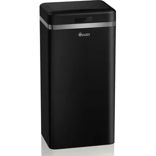 SWAN SWKA4500BNEU Retro Mülleimer mit Automatisch öffnender Sensor, Metall, 45 L, Vintage-Design Schwarz - Schwarz