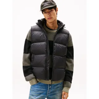 Steppweste TOMMY JEANS "TJM ESSENTIAL DOWN VEST EXT", Herren, Gr. 3XL, schwarz, Web, Obermaterial: 100% Nylon. Futter: 100% Polyester. Füllung: 100% Daunen, Westen Steppweste, abnehmbare Kapuze mit Kordelzug