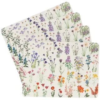 Grupo Erik Tischsets Platzsets Wild Flowers Deko Tablett Serviertablett Tischuntersetzer - Tischsets Abwaschbar 4er Set Platzset