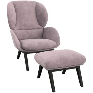 flexlux Ohrensessel »Adria Designsessel, Loungesessel,« Stil & Komfort, organische Form, Fuß Holz schwarz lila