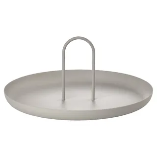 Zone Denmark Singles Serviertablett, Tablett aus matt lackiertem Metall, rundes Tablett mit Handgriff, 30 cm im Durchmesser, Warm Grey (Grau)