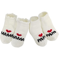 EQLEF Baby socken Geschenk, Mama&Papa Baby Baumwollsocken Neugeborene Dicke Socken 0-12 Monate Baby Mädchen Jungen Home Socken Geschenk für Baby Dusche Weihnachten Neujahr(2 Paare) (12 * 6cm)