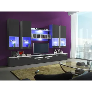 Wohnzimmerwand AYLIM 2 - weiß/grau - Grau