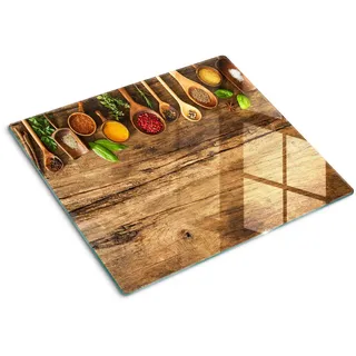 Tulup Glasplatte 60x52 cm Gewürze Holz , Glas , 60x0.4x52 cm , Küchen, Küchenelektrogeräte, Herde, Herdabdeckplatten