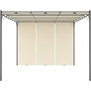 vidaXL Gartenpavillon mit Seitenvorhang 4x3x2,25 m Creme - Creme