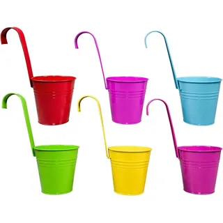 Riyashop 3er & 6er Set Blumentopf Hängetopf Pflanztopf töpfe Blumen Kräutertopf Zink bunt (Bunt, 3er Set)