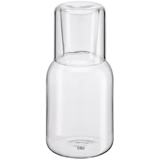 cilio Wasserkaraffe LORENZO mit Trinkglas, mundgeblasene Karaffe aus Borosilikatglas, 750 ml Karaffe und 200 ml Glas, transparent, breiter Hals für Eiswürfel, kühlschranktauglich