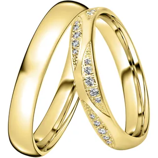 Trauring DOOSTI "Schmuck Geschenk Silber 925 Trauring Ehering Partnerring LIEBE" Gr. 62, gold (gelbgoldfarben), Fingerringe, Damen, 62,mit Zirkonia, Silber 925 (Sterlingsilber), 3mm, Trauring, wahlweise mit oder ohne Zirkonia