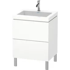 Duravit L-Cube Möbelwaschtisch c-bonded mit Unterbau bodenstehend, 60x48 cm, 2 Auszüge, ohne Überlauf, 3 Hahnlöcher, Farbe: Terra Matt