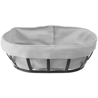 HENDI Brotkorb, Oval, mit waschbaren Beutel, Metallrahmen, Brotmulde, Brotkörbchen, Brötchenkorb, 250x160x(H)75mm, Metall, Baumwolle, grau