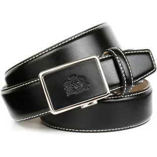 Ledergürtel ANTHONI CROWN, Herren, Gr. 85, schwarz, Leder, unifarben mit Farbeinsatz, Gürtel Ledergürtel, mit Kontrast Stitching