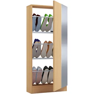 Schuhschrank VCM "Holz Schuhschrank Schuhkommode Fulisa L Spiegel", braun (buche), B:50cm T:17cm, Obermaterial: 100% Holz Wood., Schränke, Schuhschrank