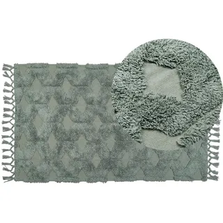 Beliani Kurzflor-Teppich Kars 150/80 cm , Grün , Textil , Grafikmuster , Rechteckig , 80x150 cm , Teppiche und Böden, Teppiche, Orientteppiche